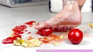 German Food Feet Crunch Fetisch porno with uber-sexy student teenage