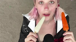Asmr- Ice-cream Blowing With College girl