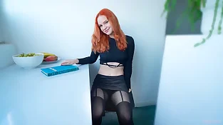 Redheaded school nymph in pontyhose Doesn't want to do her homework, preferring a yam-sized shaft in her cock-squeezing cunt - Verlonis